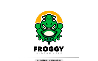 Frog mascot cartoon logo template design