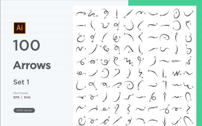 Hand Drawn Abstract Arrow Design Set 100 V 1 sec .4