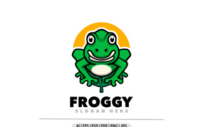 Kurbağa maskotu çizgi film logo şablonu tasarımı