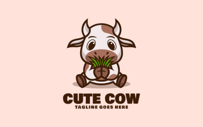 Logo lindo de la historieta de la mascota de la vaca