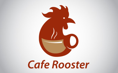 Modèle de logo de coq de café