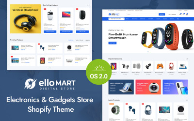 Ellomart - Многоцелевая электроника Shopify 2.0 Адаптивная тема