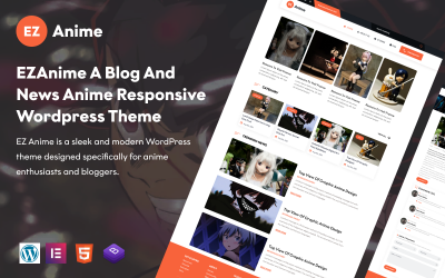EZAnime A Blog and news Anime 响应式 Elementor wordpress 主题