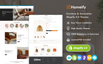 Homeify - Responsief Shopify-thema voor woondecoratie en knutselkunst