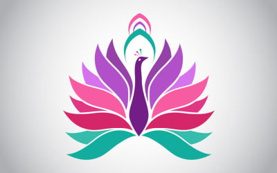 Kleurrijke Pauw Logo Sjabloon
