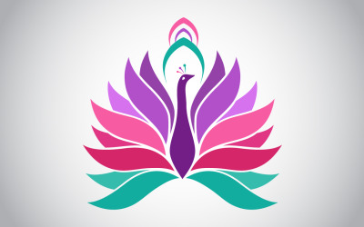 Plantilla de logotipo de pavo real colorido