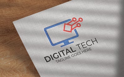 Progettazione di logo di vettore di affari di tecnologia digitale