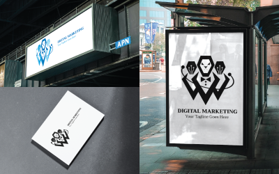 Шаблон логотипу тигра цифрового маркетингу