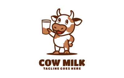 Logotipo de dibujos animados de mascota de leche de vaca