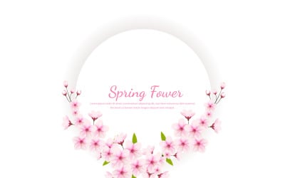 Quadro realista de flores de cerejeira florescendo e ilustração de pétalas, vetor de flor de cerejeira sakura