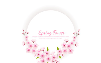 Реалистичные цветущие вишневые цветы рамка и иллюстрация лепестков, векторная сакура вишневого цвета