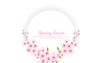 Realistischer blühender Kirschblütenrahmen und Blütenblätterillustration, Kirschblütenvektor-Sakura