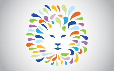 Modèle de logo de visage de lion coloré