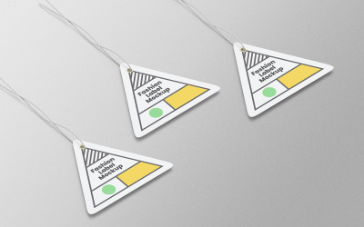 Triangle Label Tag Mockup PSD Design Template Vol 03