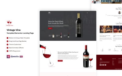 Vintage Vine: tienda de vinos y página de inicio de Vineyard Elementor
