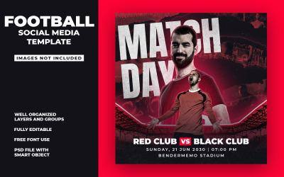 Fußball und Fußball – Social-Media-Vorlage PSD