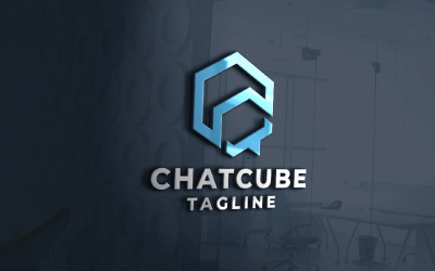 Modèle de logo Chat Cube Pro