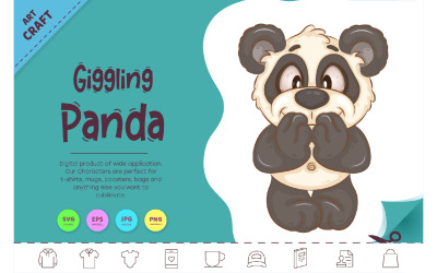 Panda del fumetto che ridacchia. Clipart.