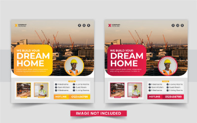 Creative Real Estate home sale or home repair Social Media Post template design