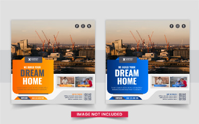 Creative Real Estate home sale or home repair Social Media Post template layout