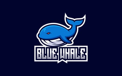 Blue Whale E- Sport och Sport Logotyp