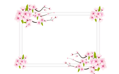 Quadro de flor de cerejeira com espaço para texto. Ilustração em vetor.