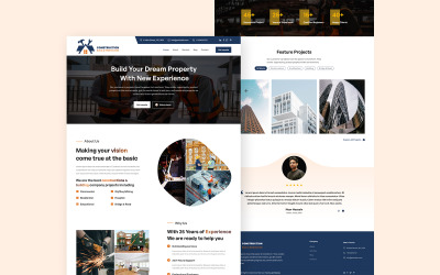 İnşaat Web Sitesi Açılış Sayfası Kullanıcı Arayüzü