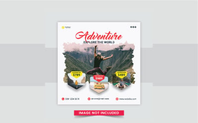 Modèle de conception de publication Instagram sur les médias sociaux pour les voyages et les visites