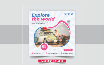 Modern travel And Tours Social Media Instagram Post design template layout