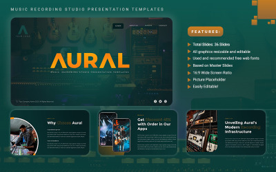 Aural - Music Recording Studio PowerPoint šablona