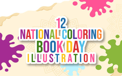 12 National Coloring Book Day Illustratie
