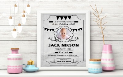 Ankündigung zur Geburt eines Babys | Baby-Dusche-Einladung | Moderne Babygeburtseinladung | Unisex-Babyparty