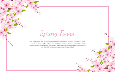 Ilustración de Vector de fondo de rama de Sakura de primavera. Flor de cerezo rosa sobre fondo transparente