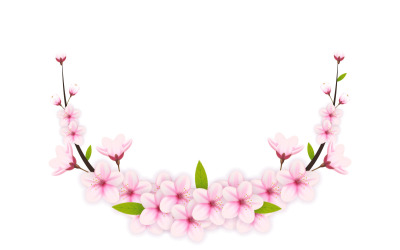 Ilustración de Vector de fondo de rama de Sakura. flor de cerezo rosa