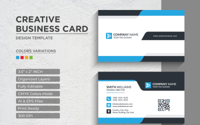 Diseño de tarjeta de presentación moderno y creativo - Plantilla de identidad corporativa V.033