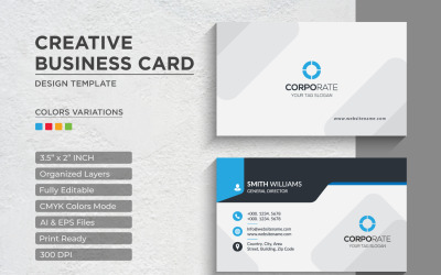 Diseño de tarjeta de presentación moderno y creativo - Plantilla de identidad corporativa V.075