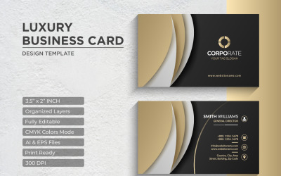 Diseño de tarjeta de visita dorada de lujo - Plantilla de identidad corporativa V.036