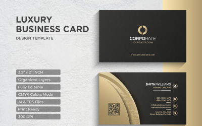Diseño de tarjeta de visita dorada de lujo - Plantilla de identidad corporativa V.047