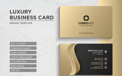 Diseño de tarjeta de visita dorada de lujo - Plantilla de identidad corporativa V.048