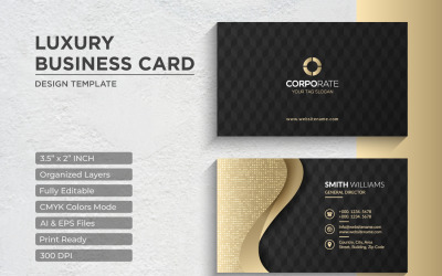 Diseño de tarjeta de visita dorada de lujo - Plantilla de identidad corporativa V.050