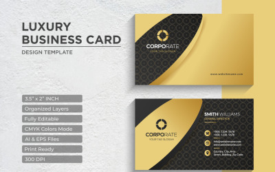 Diseño de tarjeta de visita dorada de lujo - Plantilla de identidad corporativa V.058