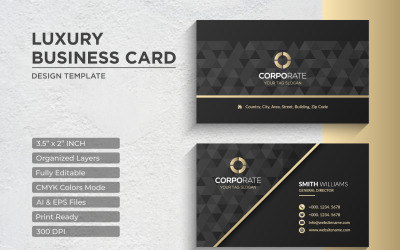 豪华金色名片设计-企业形象模板 V.035