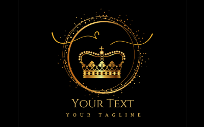 Golden Crown glittrande kung drottning vektor cirkel logotyp