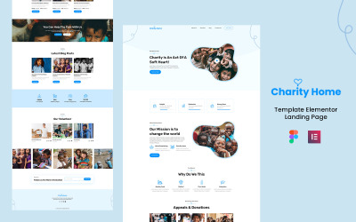Charity Home – nevládní organizace a charitativní služby Elementor Landing Page