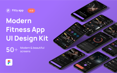 Aplicativo Fitly - Kit de design de interface do usuário para aplicativo fitness moderno