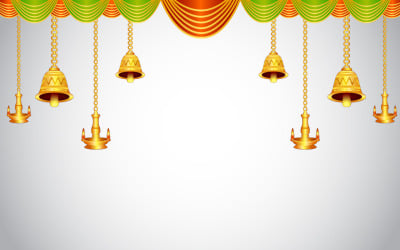 Curtains Lamp s and Bells Vector Template