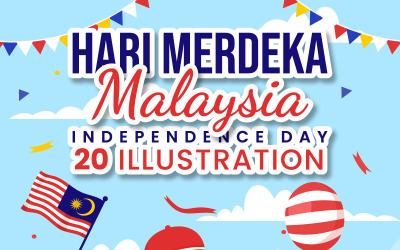 20 Illustrazione vettoriale del giorno dell&amp;#39;indipendenza della Malesia