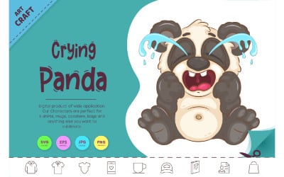Panda llorando de dibujos animados. Arte de animales.
