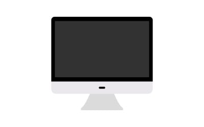 Computer with monitor illustrated and colored in vector on a  background