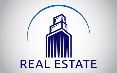 Modelo de Logotipo Imobiliário com Tema Azul